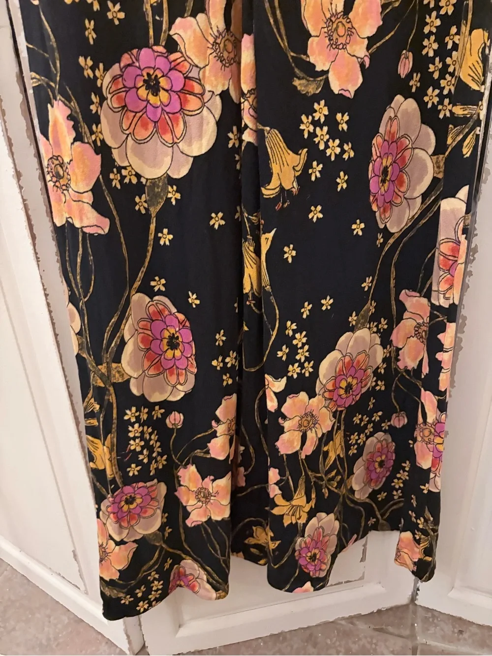 Free People Shayla Long Sleeve Wide Leg Jumpsuit Knit Jersey Midnight Small NWT